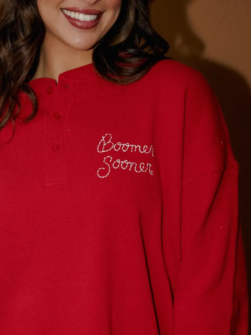*Coming Soon* Ou Sooners Stitched Red Signature Waffle Top 1