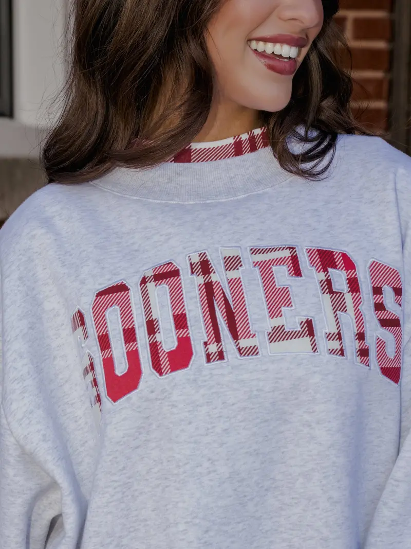 *Coming Soon* Ou Sooners Varsity Plaid Mock Neck Sweatshirt 1
