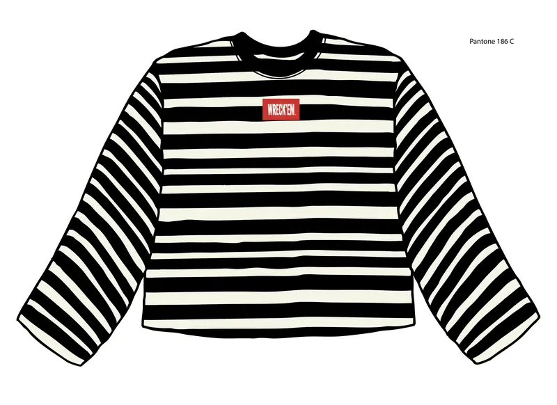 *Coming Soon* Texas Tech Block Stich Black/White Stripe Long Sleeve Top 1