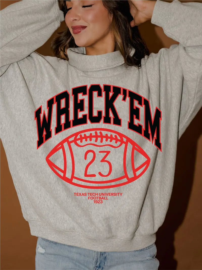 *Coming Soon* Texas Tech Campus Classic Gray Roll Neck Sweatshirt 1
