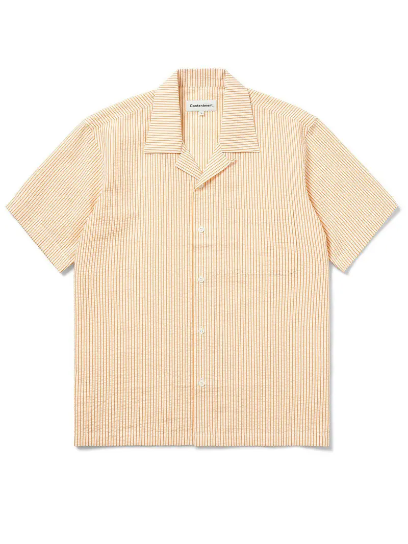 Contentment. Relaxed Seersucker Orange Shirt 1