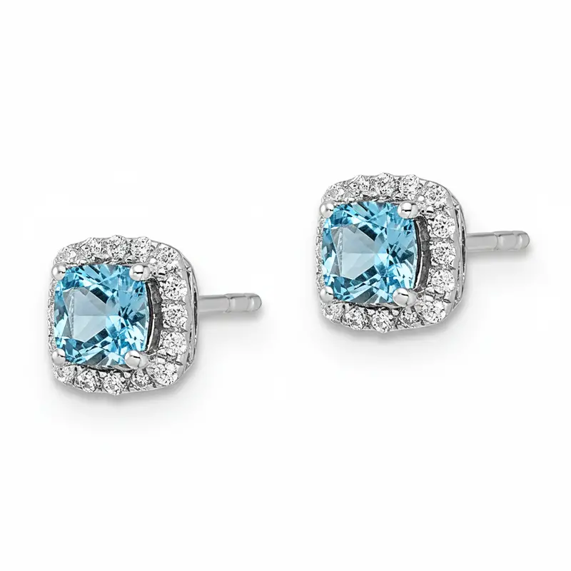 Cool Flame Blue Topaz Earrings 1