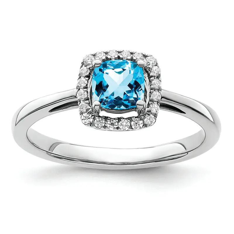 Cool Flame Blue Topaz Halo Ring 1