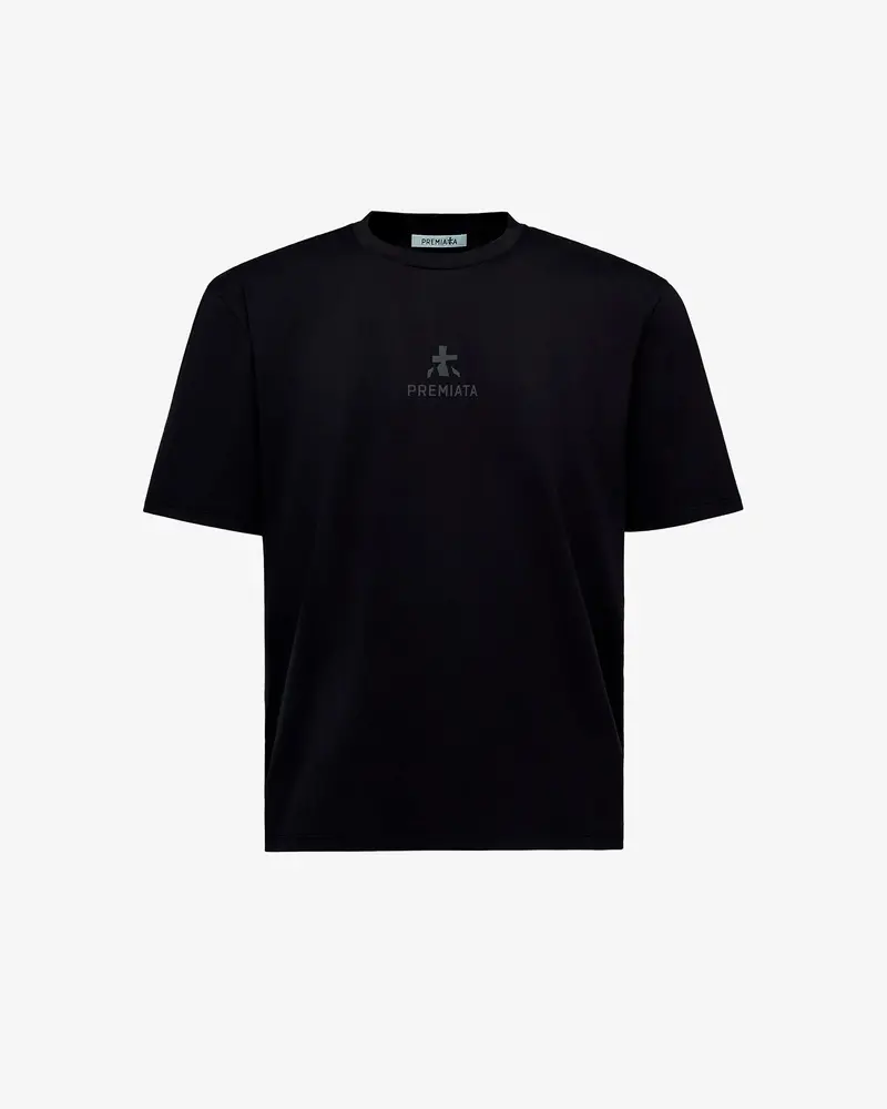 Cotton T-Shirt With Bonded Details And Hot Finish Black 1