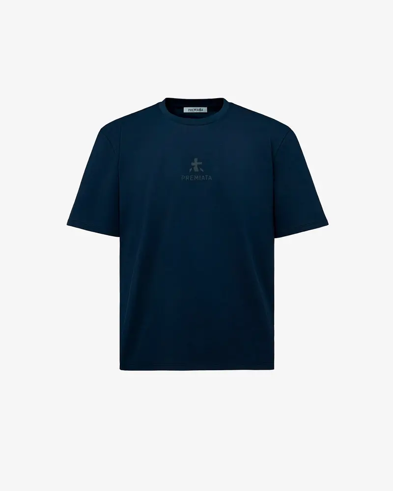Cotton T-Shirt With Bonded Details And Hot Finish Blue 1
