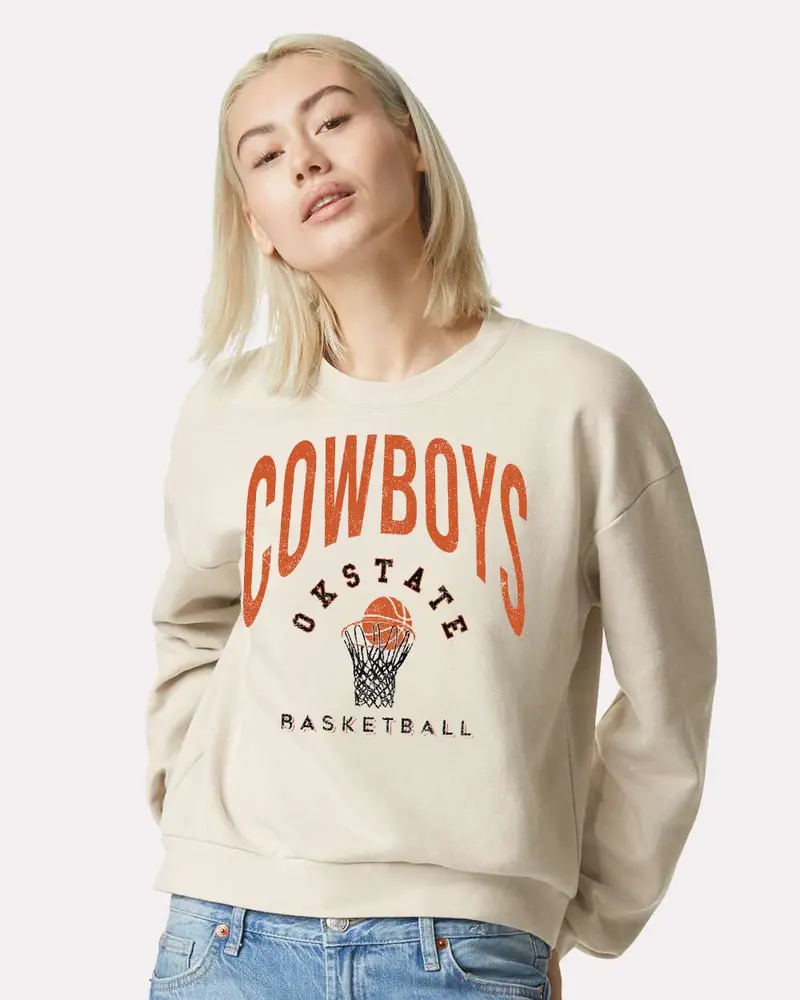 Cowboys Basketball Athletics Bone Fleece Raglan Sweatshirt 1