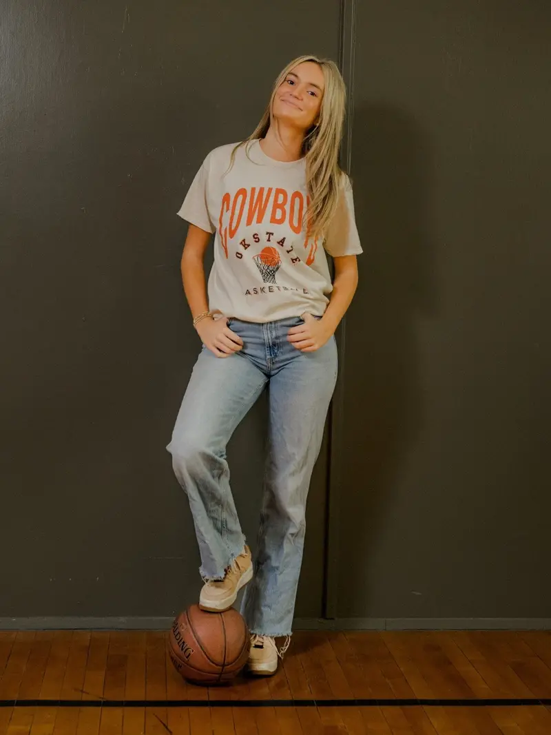 Cowboys Basketball Athletics Off White Thrifted Tee 1