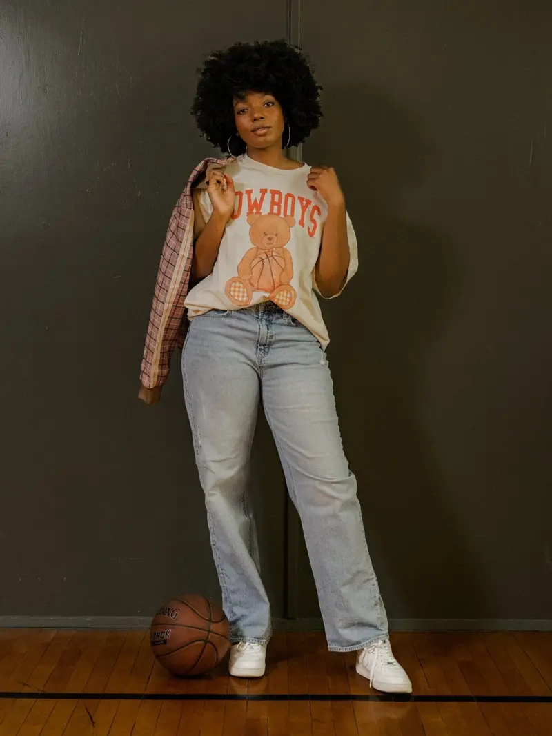 Cowboys Basketball Bear Off White Thrifted Tee 1