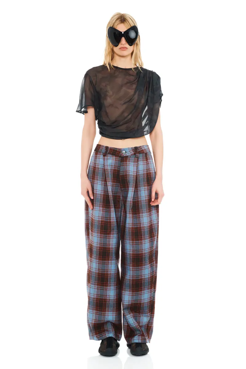 Cranberry Sky Plaid Bustle Catchfly Pant 1