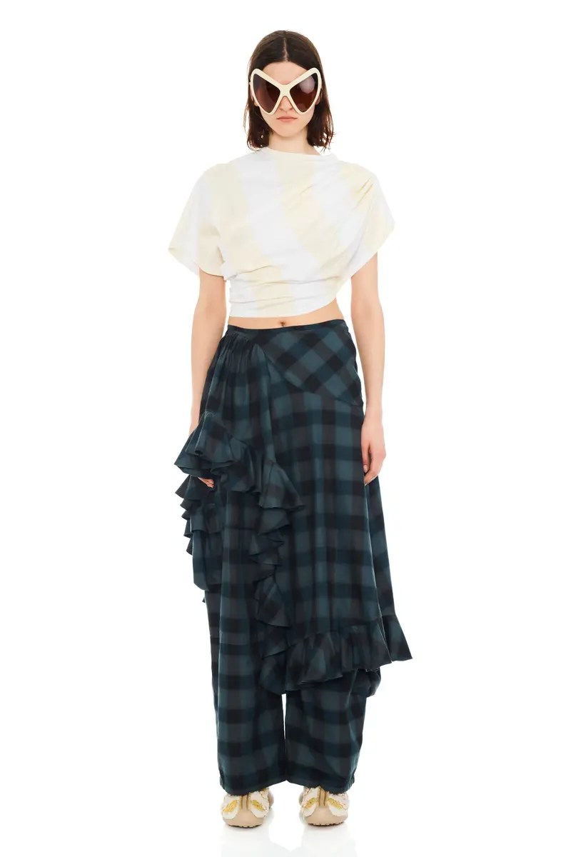 Cream Stripe Eva Draped Tee 1
