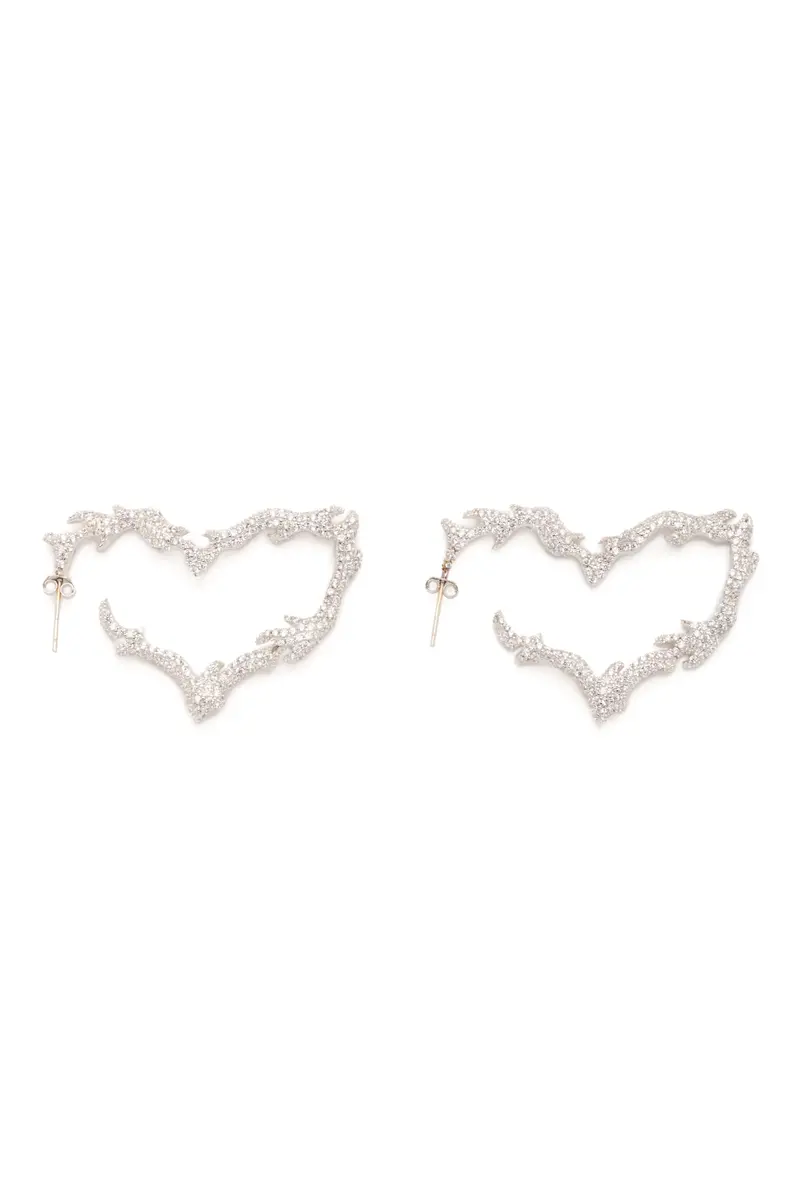 Crystal Clear Flame Heart Earrings 1