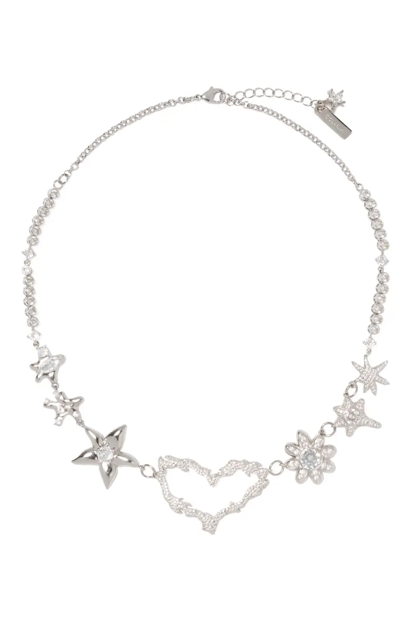 Crystal Clear Heart Flame Constellation Necklace 1