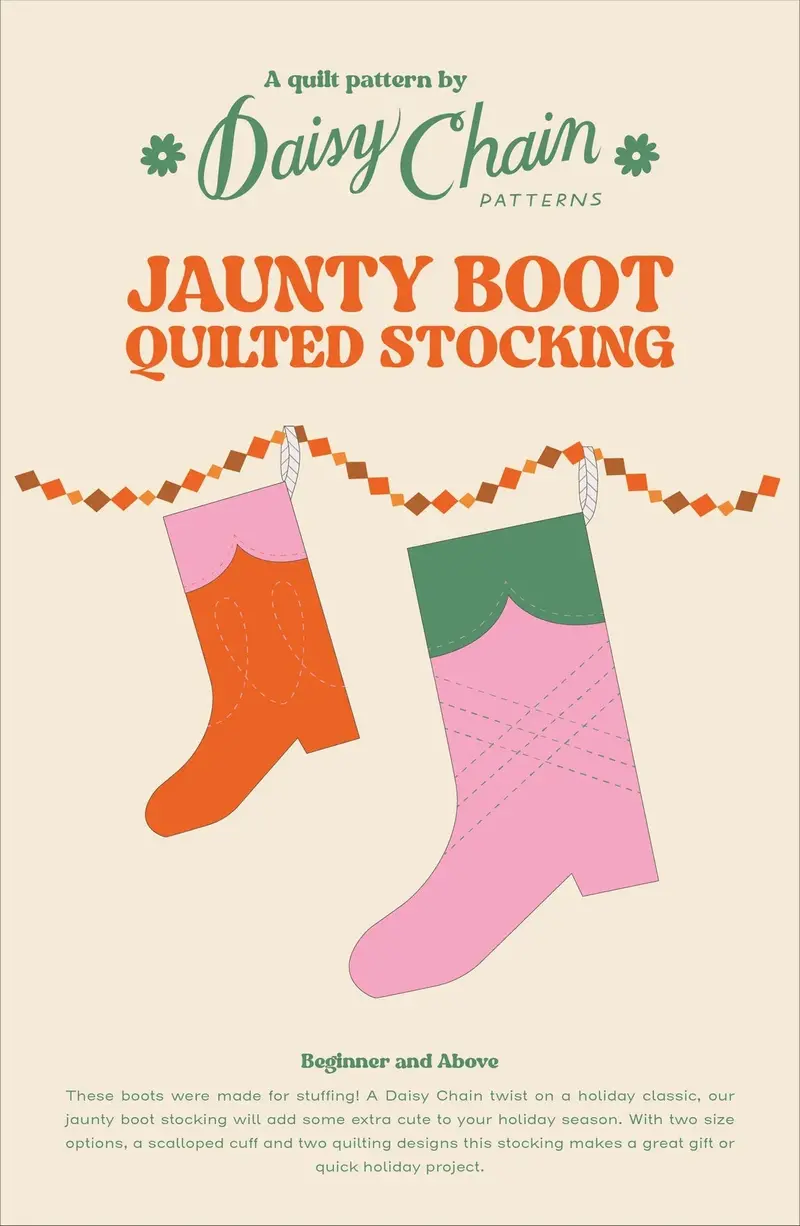 Daisy Chain Patterns Jaunty Boot Quilted Stocking 1