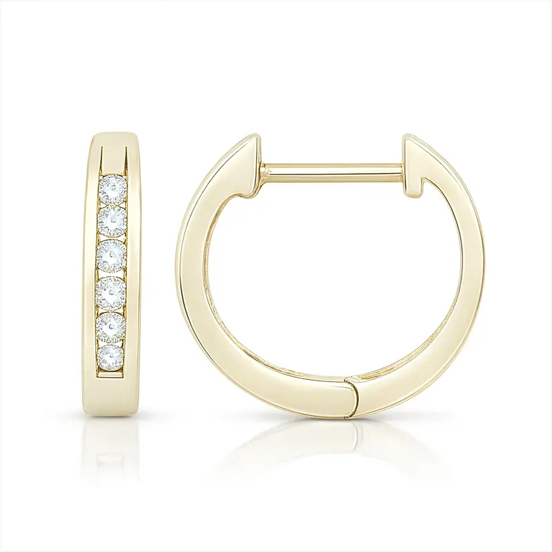 Diamond Channelline Huggie Hoops 1