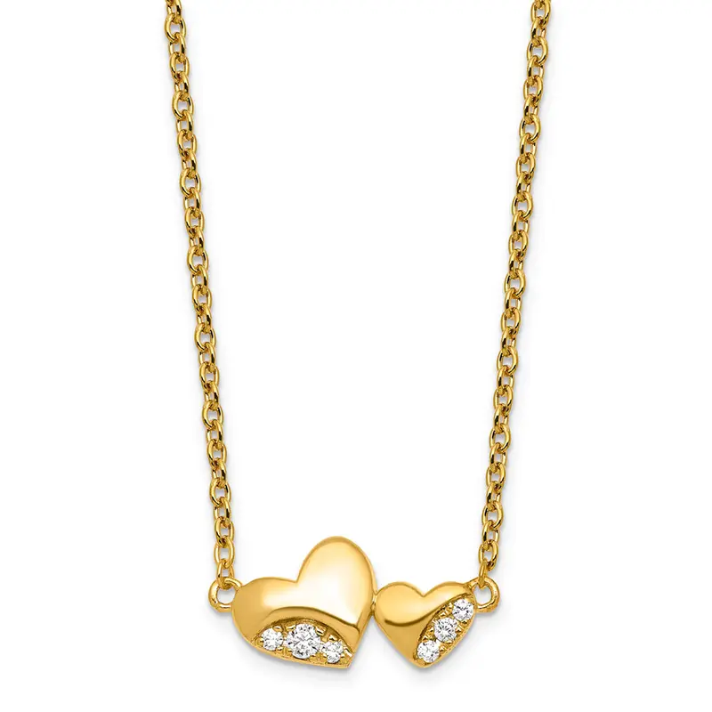 Diamond Heart Duo Necklace Pendant 1