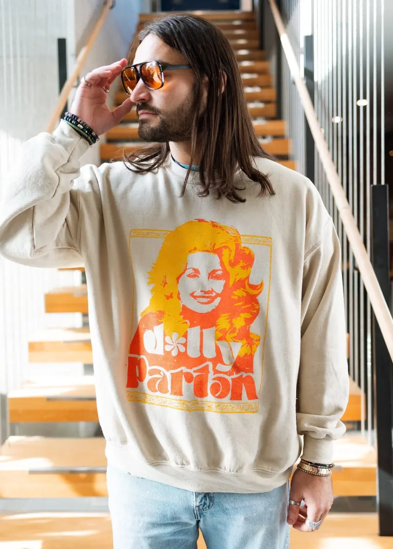 Dolly Parton Golden Dolly Sand Thrifted Sweatshirt 1