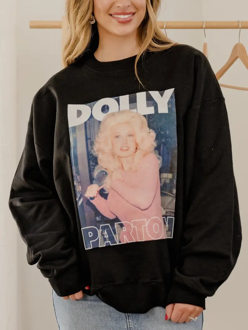 Dolly Parton In Pink Black Sweatshirt 1
