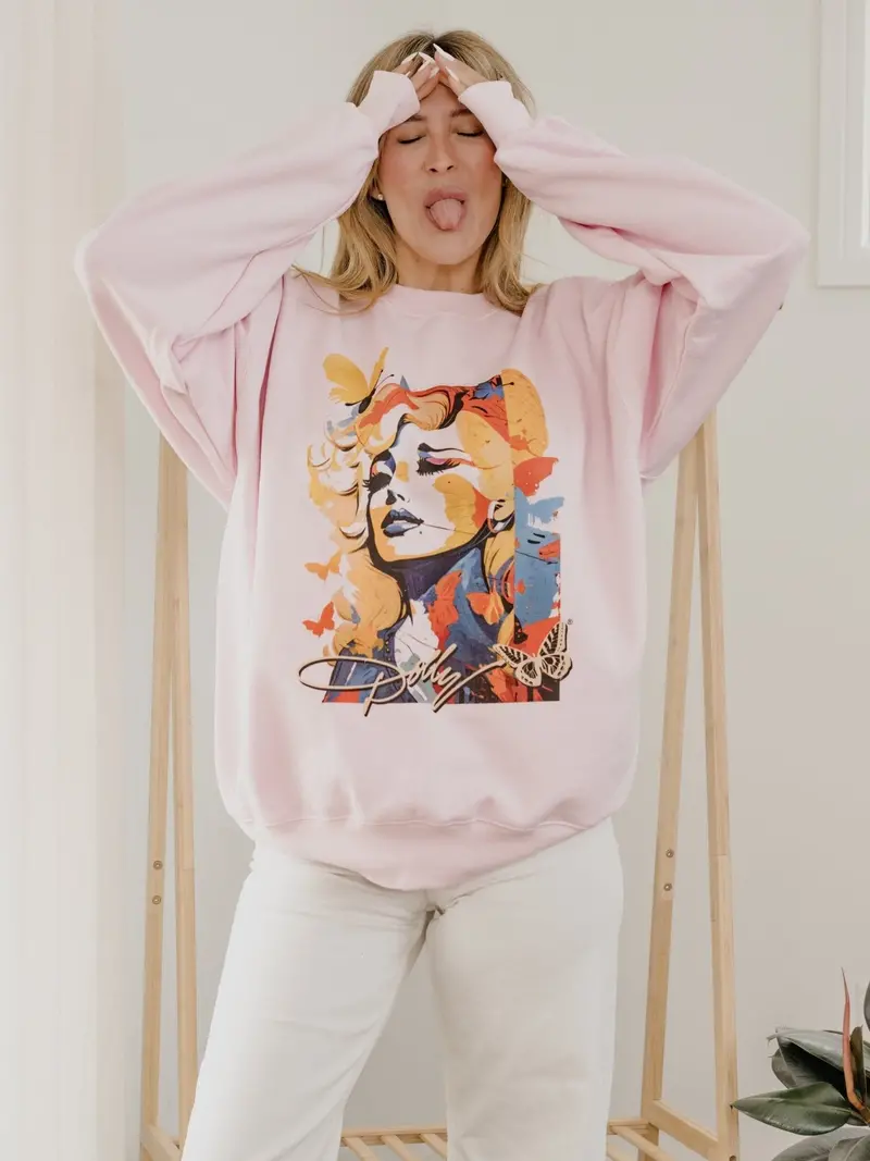 Dolly Parton Mural Pink Sweatshirt 1