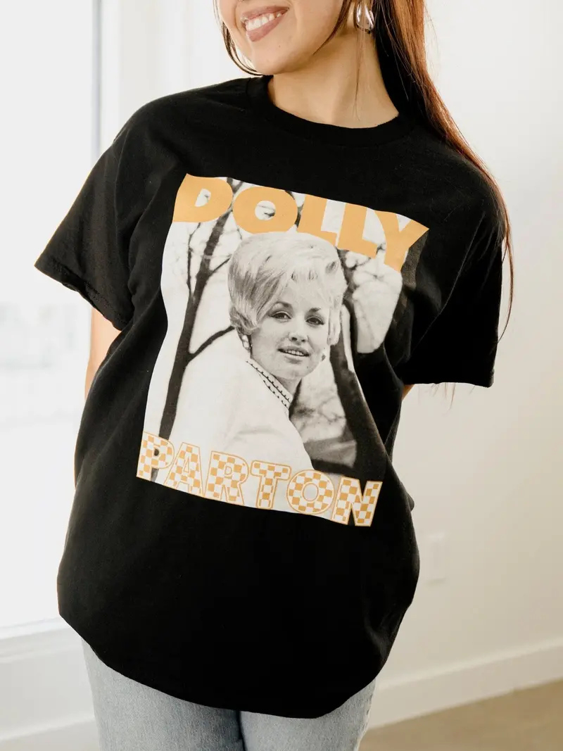 Dolly Parton Tennessee Checkerboard Thrifted Distressed Tee 1