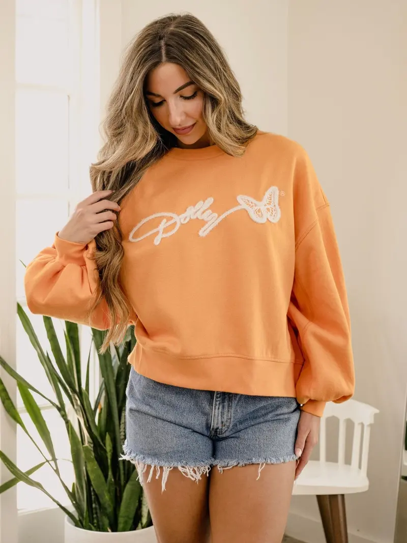 Dolly Parton Tinsel Orange Hi-Dive Oversized Crew Sweatshirt 1