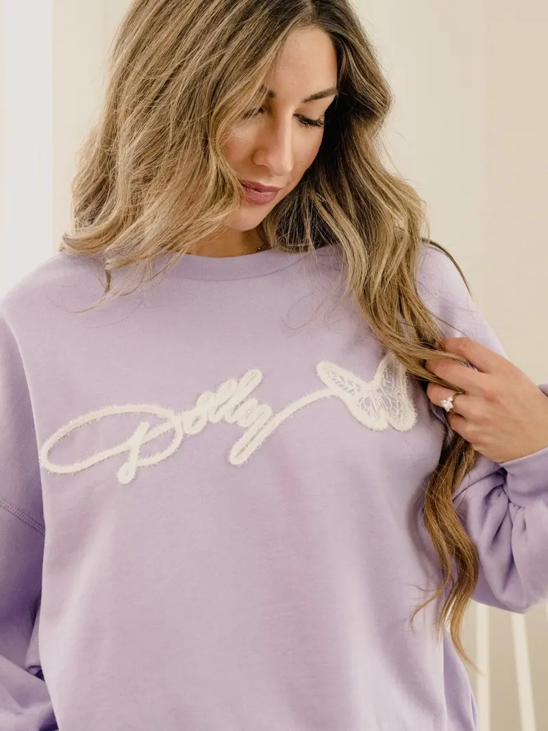 Dolly Parton Tinsel Purple Hi-Dive Oversized Crew Sweatshirt 1