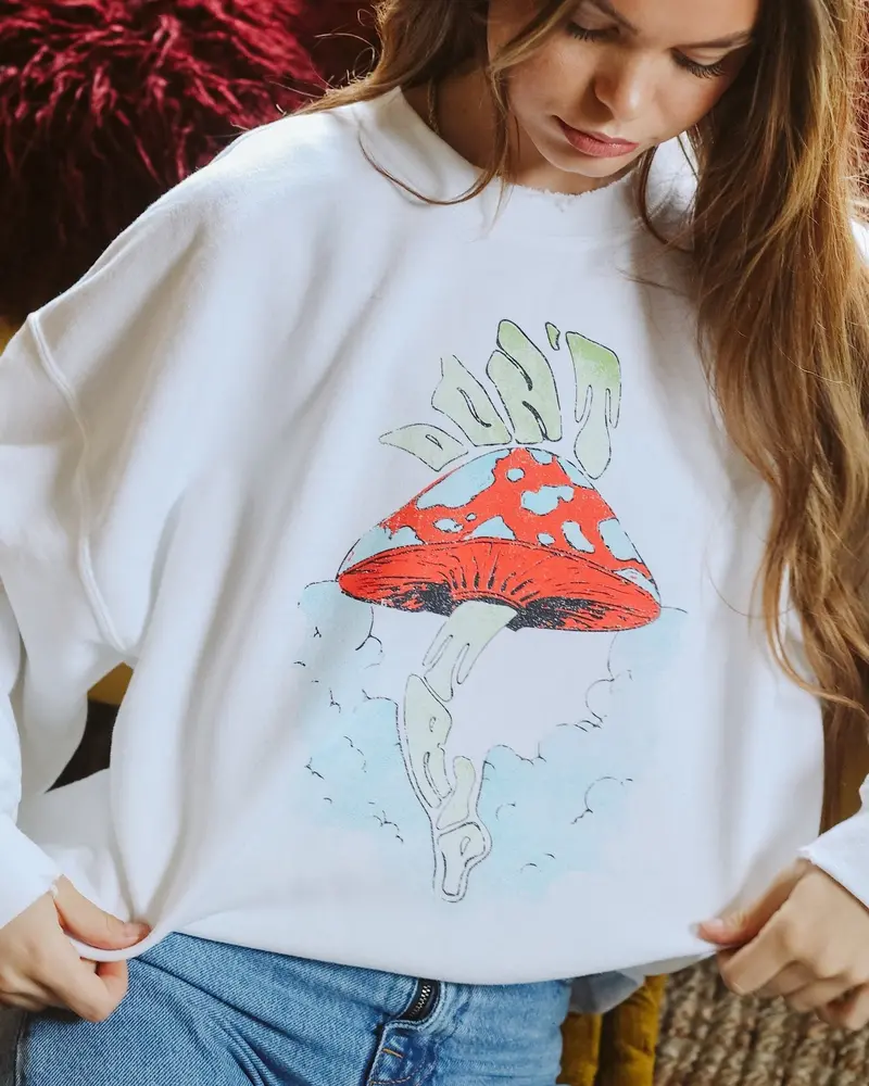 Don't Trip White Thrifted Sweatshirt 1