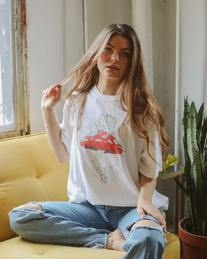 Don't Trip White Thrifted Tee 1