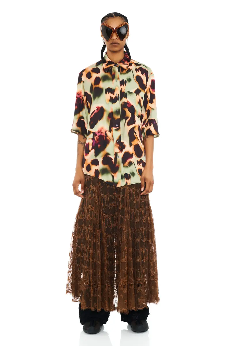 Drippy Leopard Sunny Button Up 1