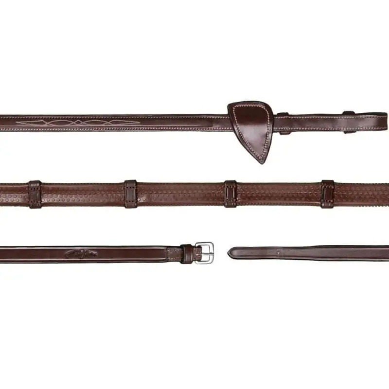 Dy'on Rubber Reins With Seven Leather Bars - 1/2" 1