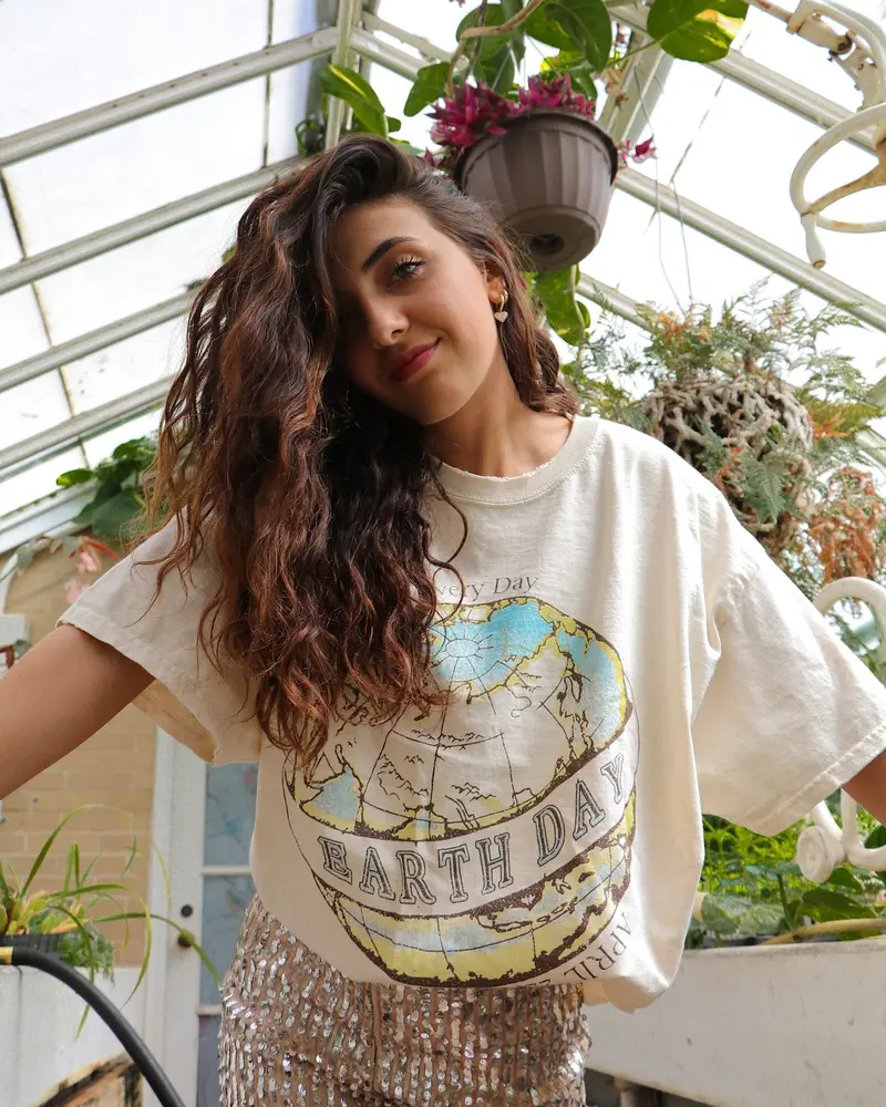Earth Day Off White Thrifted Tee 1