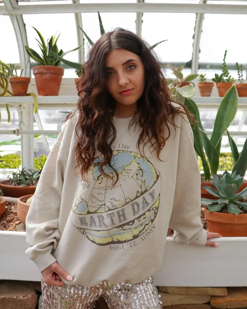 Earth Day Sand Thrifted Sweatshirt 1