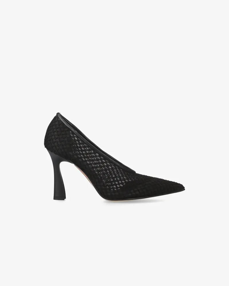 Embroidered Mesh Pumps With Leather Trim 1