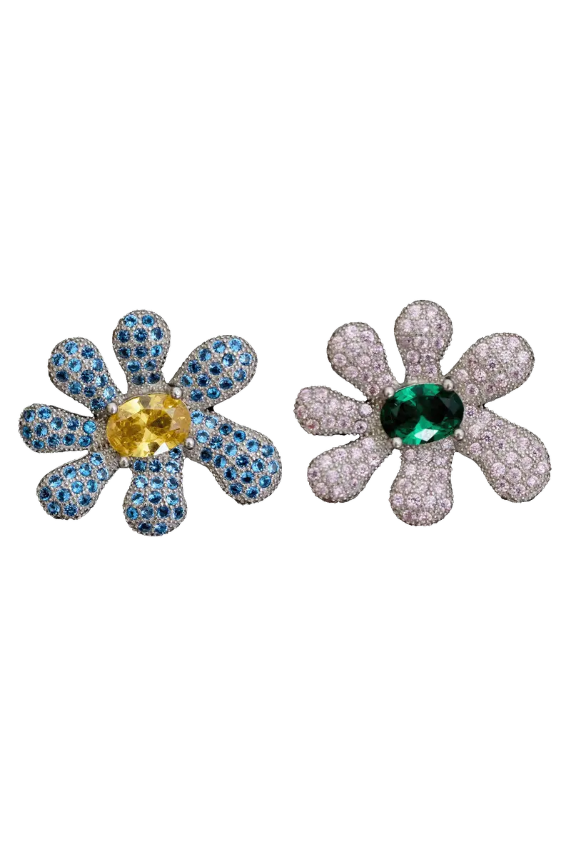 Emerald & Aquamarine Squashed Blossom Earring 1