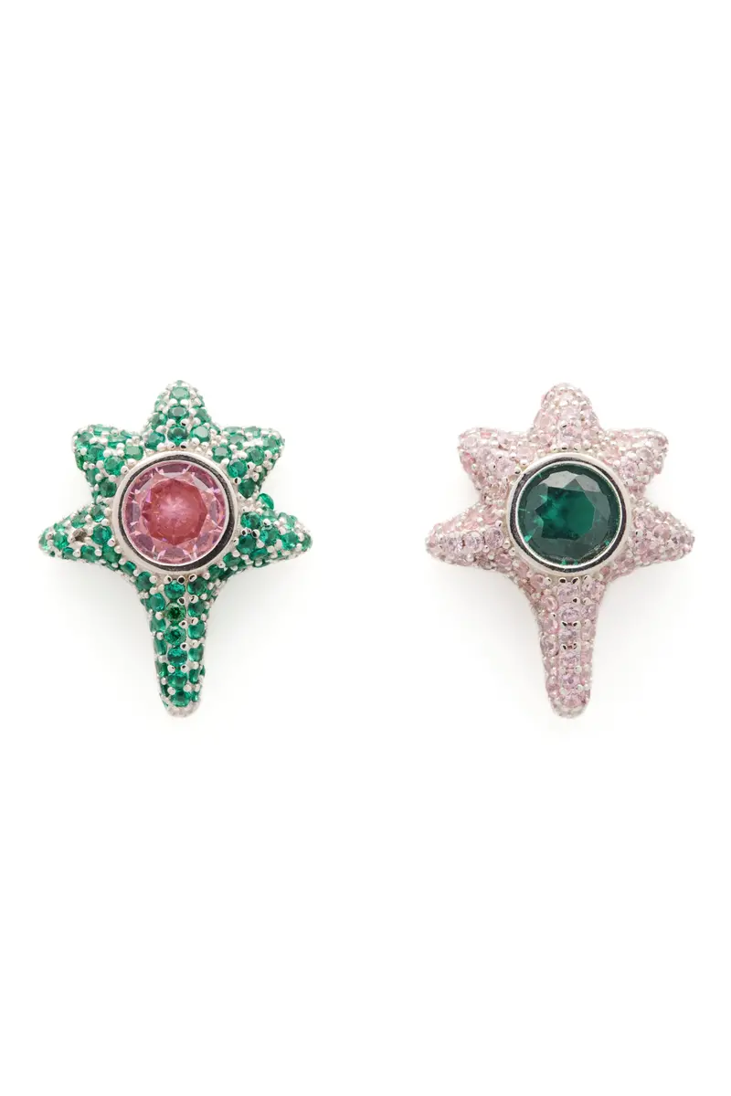 Emerald Pink Coral Studs 1