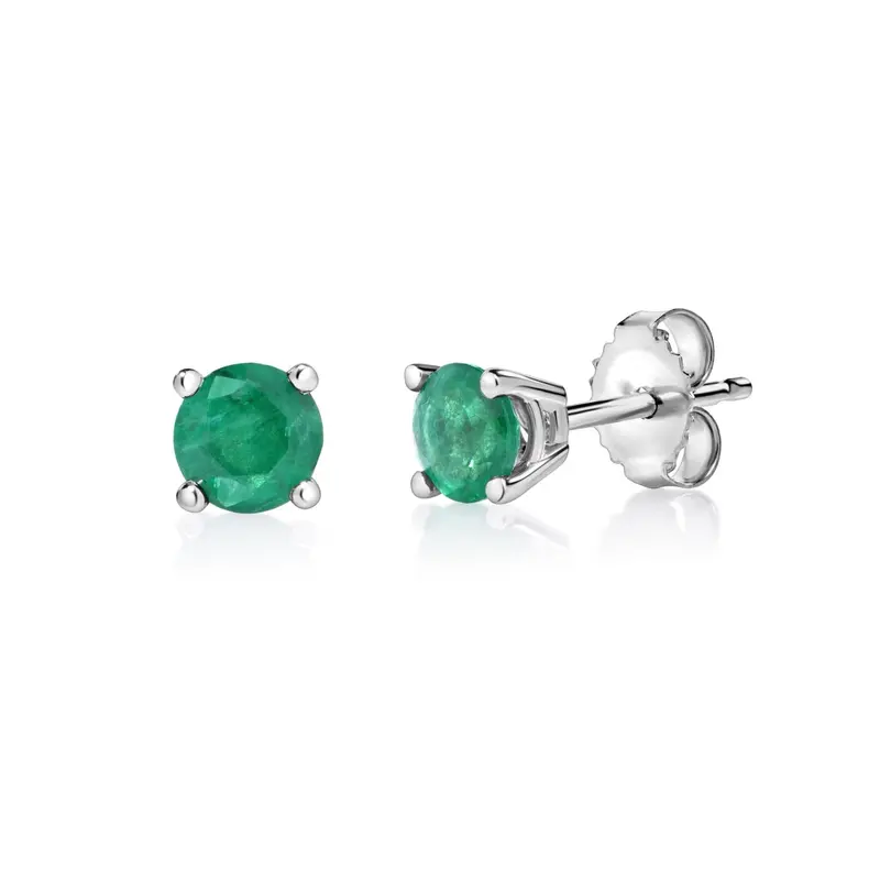 Emerald Radiance 10K Stud Earrings 1
