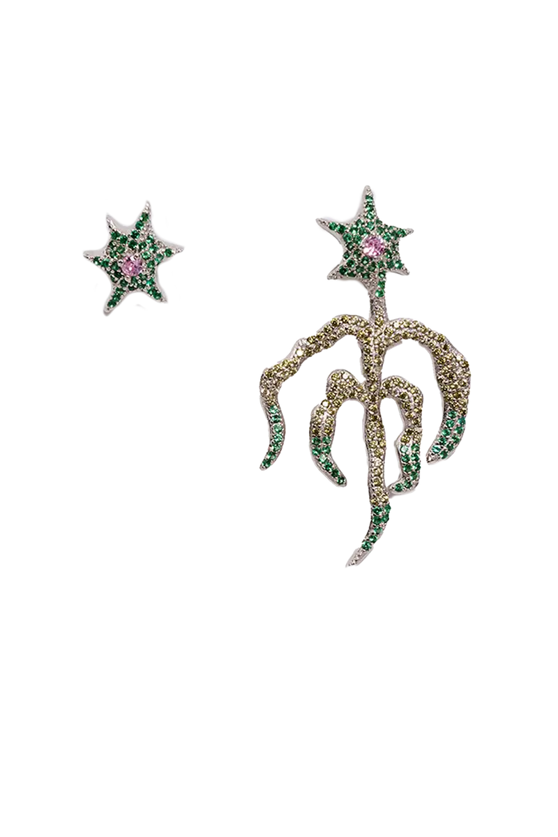Emerald Starburst Mix Earring 1