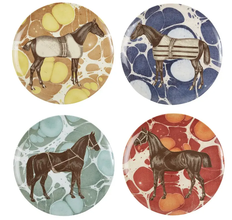Equestrian Dinner Plates - Set Of 4 1