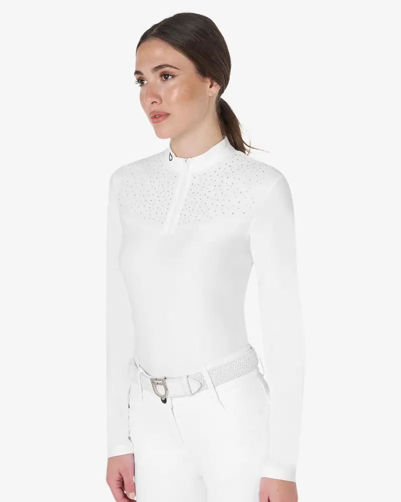 Equestro Women's Crystal Zip Show Shirt 2