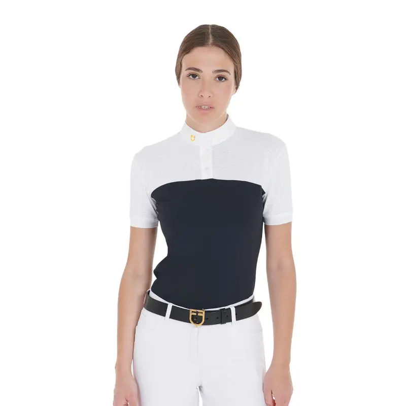 Equestro Women's Mesh Slim Fit Polo Shirt 1