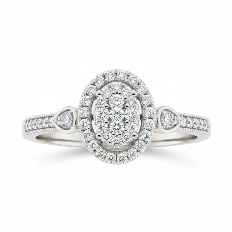 Eternal Embrace Oval Cluster Round Diamond Promise Ring 1