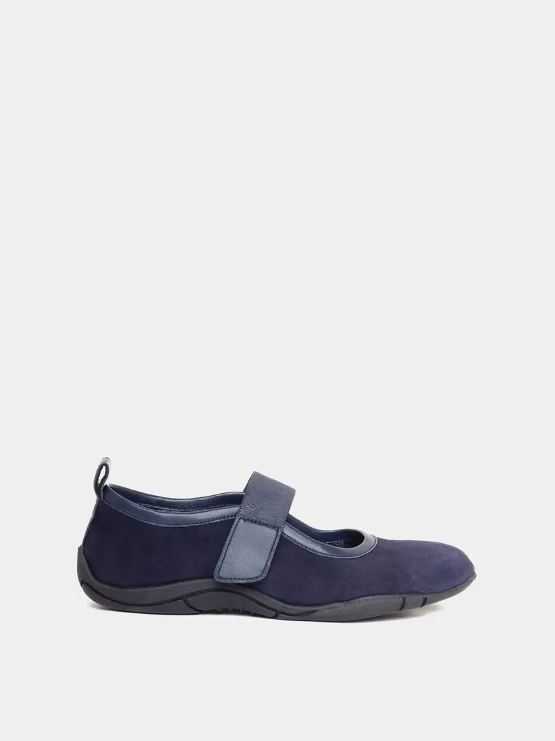 Evora Navy Suede Ballerina 1