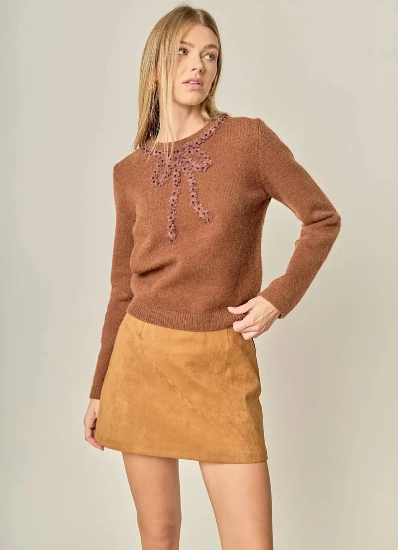 Floral Bow Trim Top 1