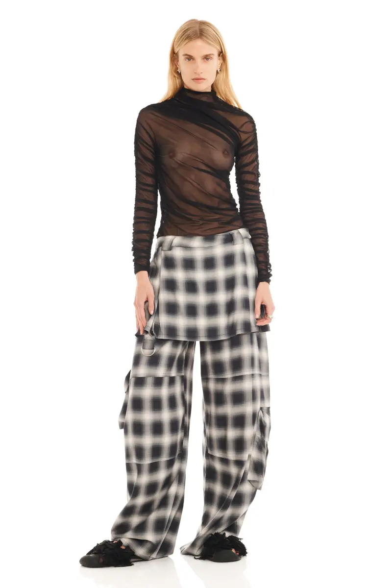 Fog Plaid Lawn Skirt Cargo Pant 1