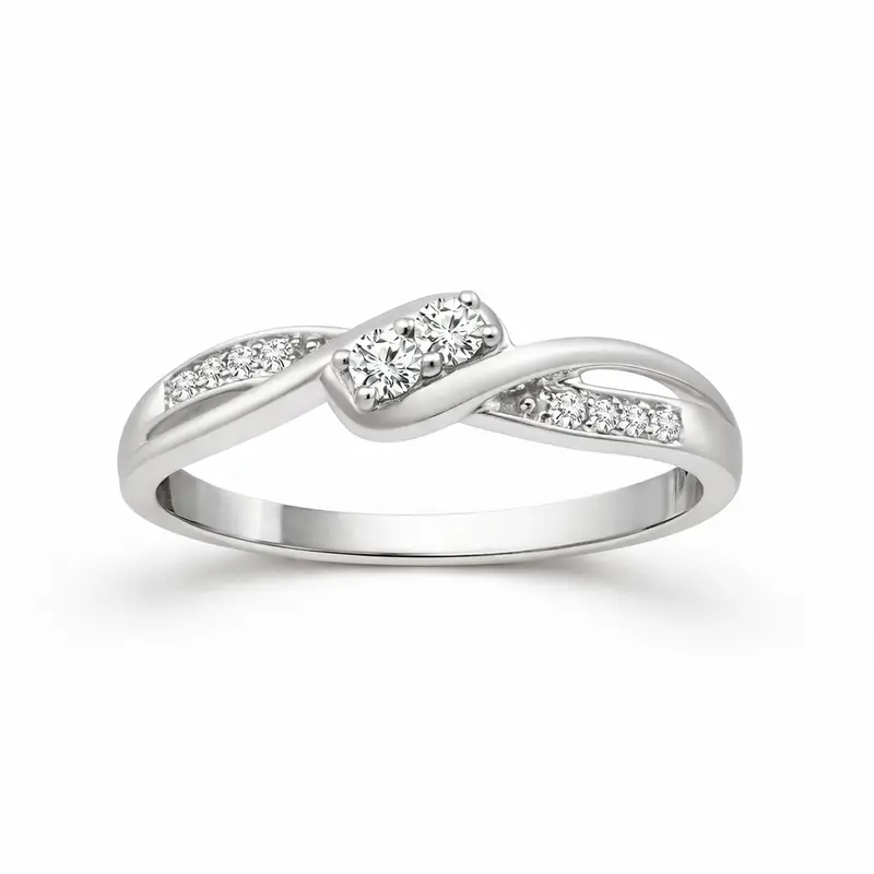 Forever Paired Round Diamond Promise Ring 1