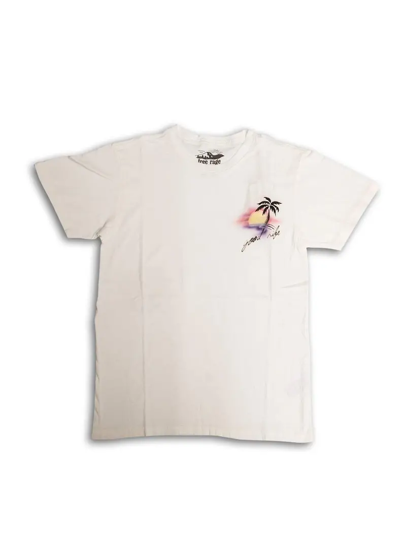 Free Rage Recycled Cotton Tee Hand Paint Good Life White 1