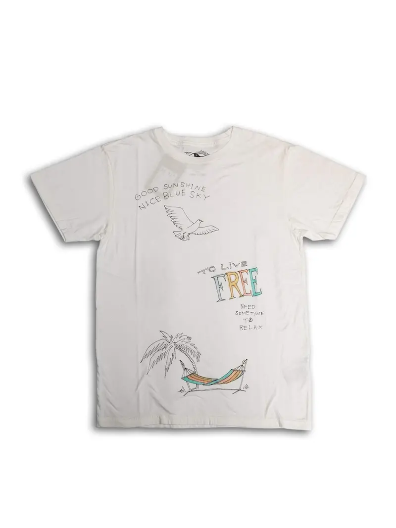 Free Rage Recycled Cotton Tee Hand Paint Live Free White 1