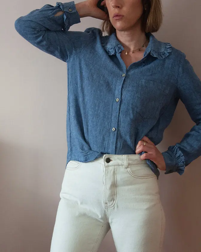 French Navy Belinda Button-Up Shirt 1