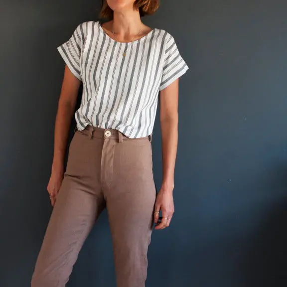 French Navy Bowery Top - Printed Copy Shop (+£5.00) 1