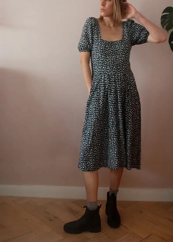 French Navy Goldenrod Dress - Printed Copy Shop (+£7.00) 1
