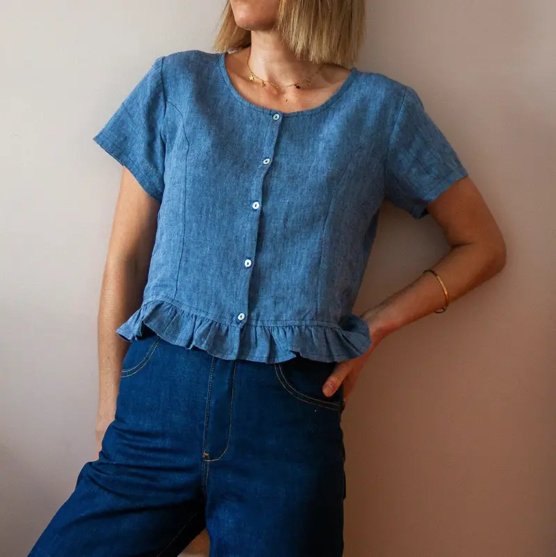 French Navy Vetiver Top - Printed Copy Shop (+£5.00) 1